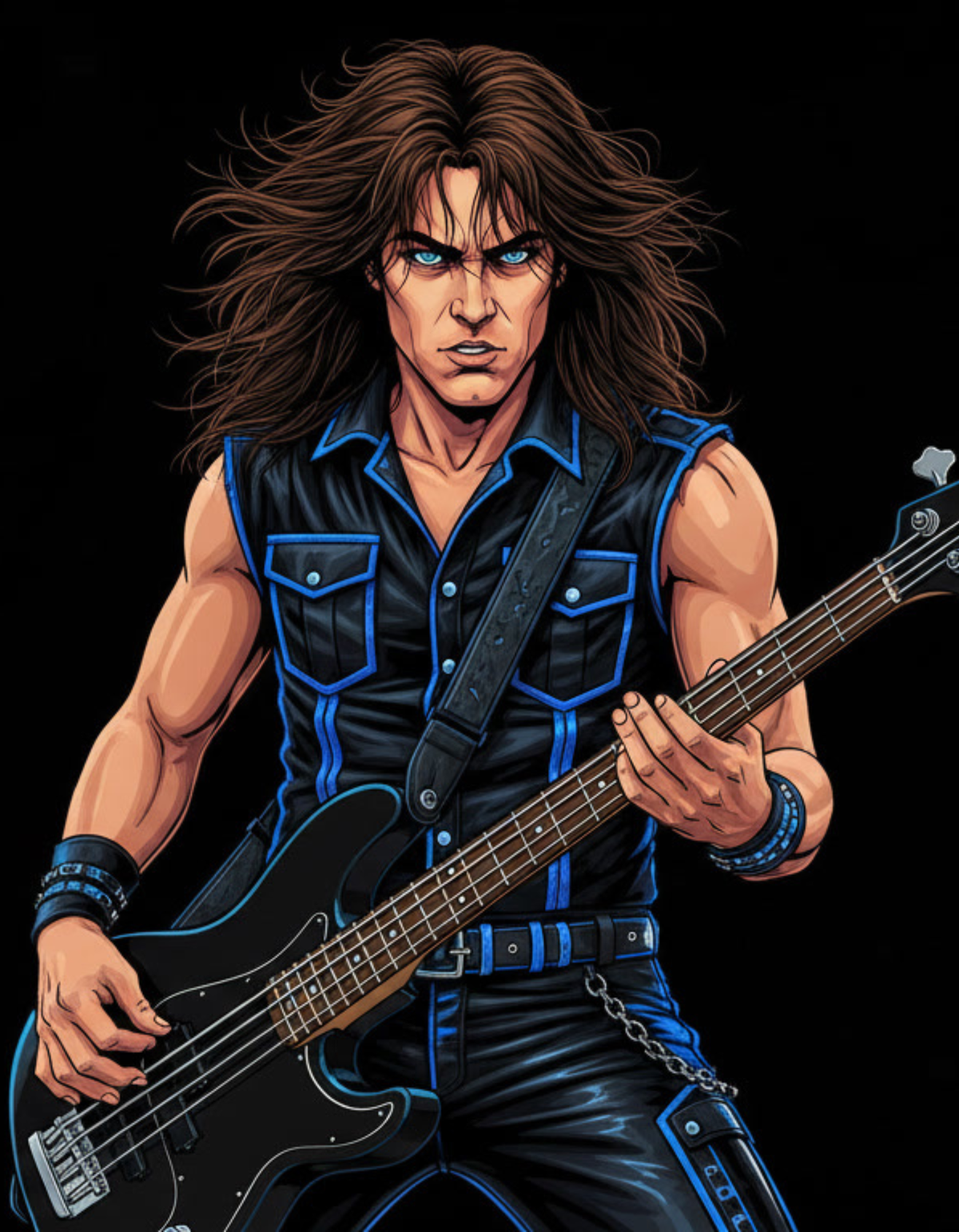 Rock Star Bass Guitar Short Sleeve T-Shirt