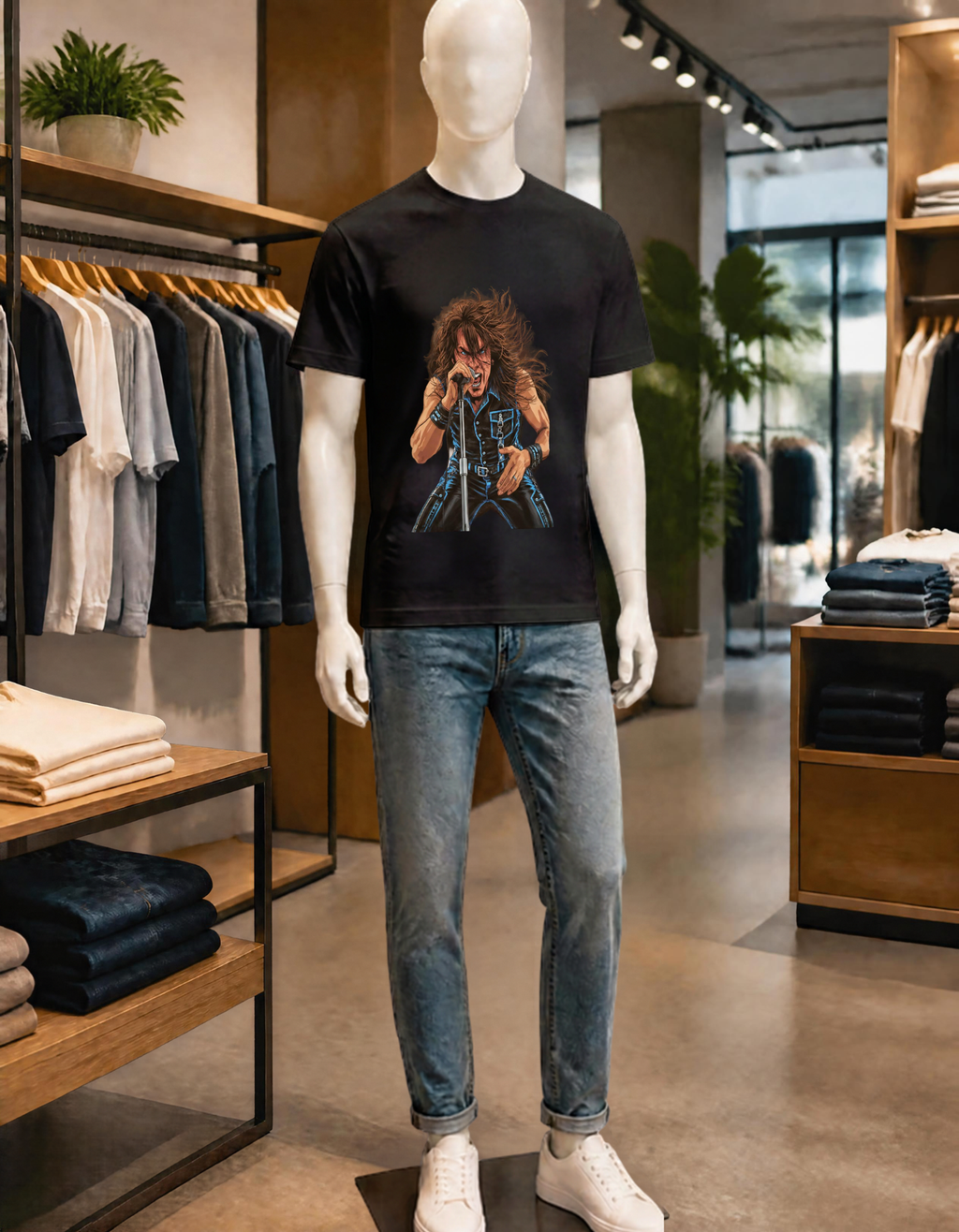 Rock Star Electric Blue Singer Short Sleeve T-Shirt